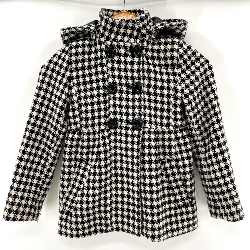 Rothschild Houndstooth Pea Coat with Detachable Hood Size 8 Medium
